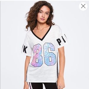 Holographic sequined tee